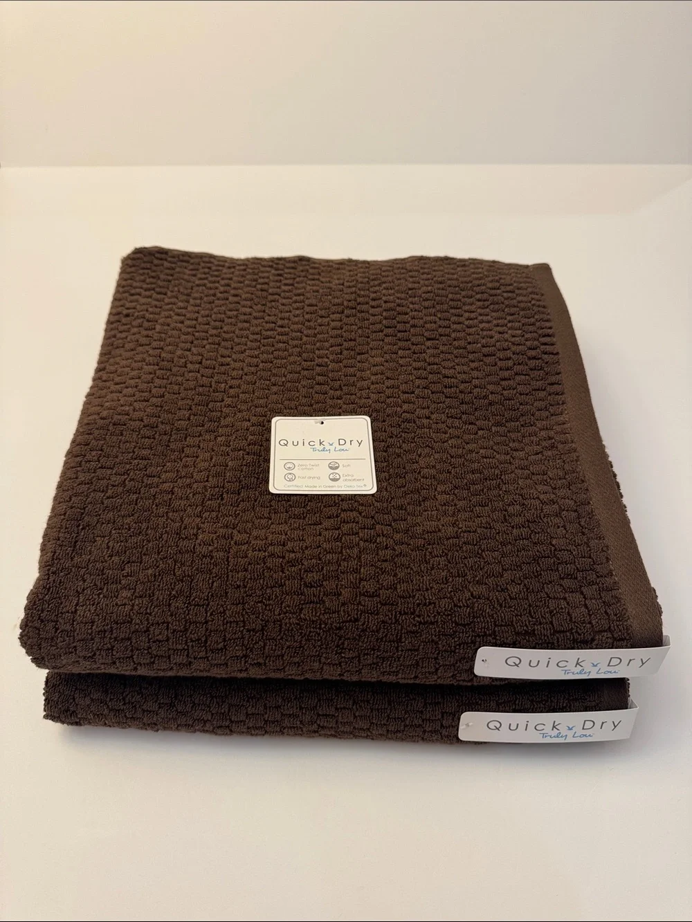 10pc TRULY LOU 100% Cotton Quick Dry Bath Towel Set - HOT FUDGE (Brown)